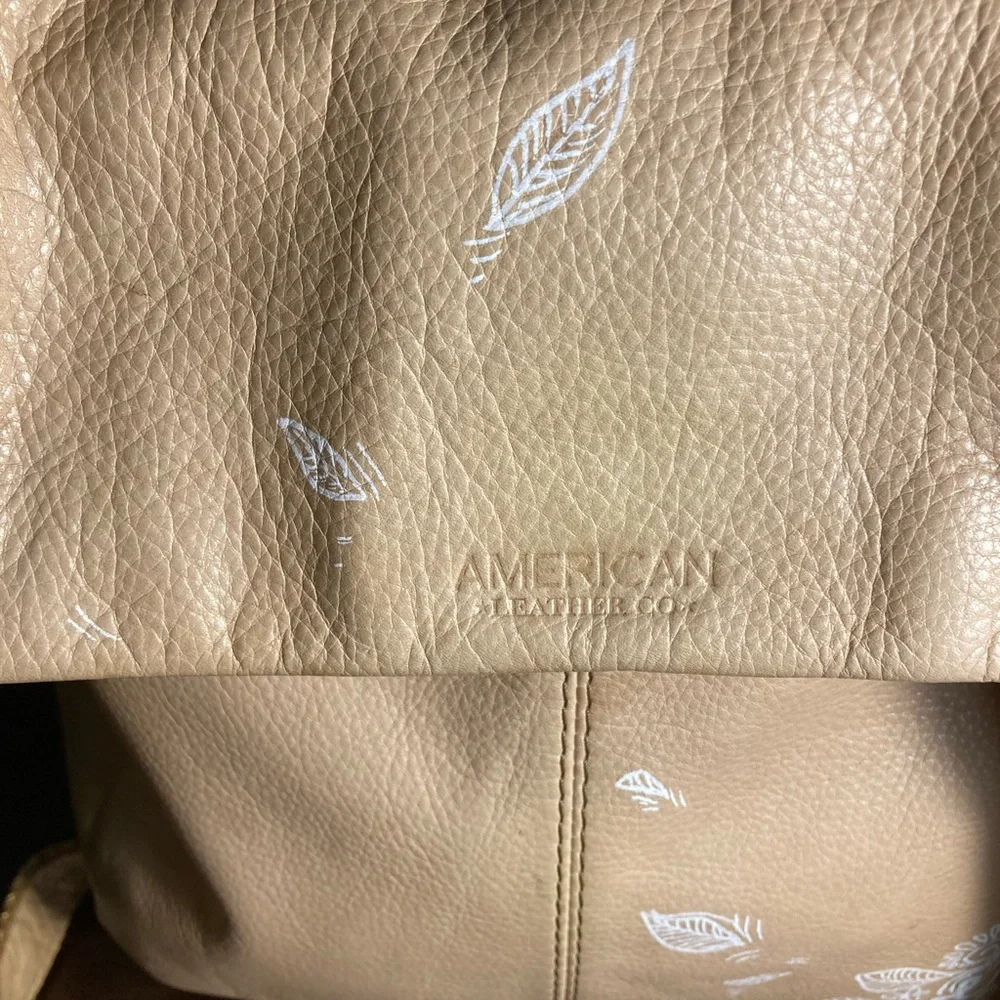 American Leather Co Beige Leather Backpack - Picture 5 of 7